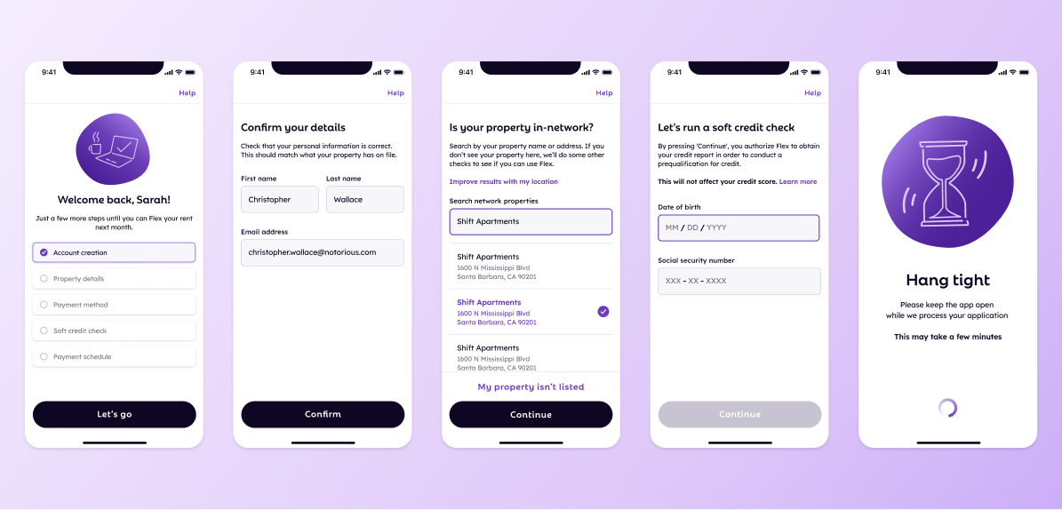 a zoomed out view of the onboarding flow