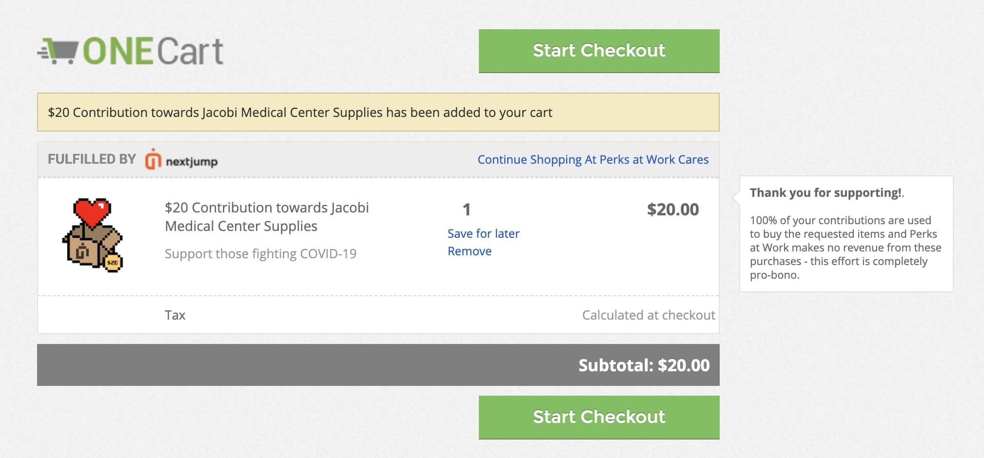 a screenshot of the existing checkout experience