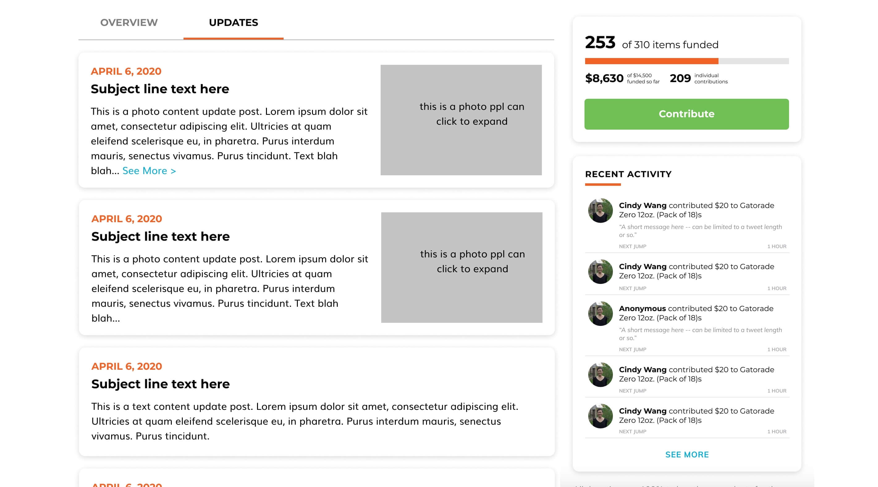 a wireframe showing what it looks like when there are messages from the hospitals